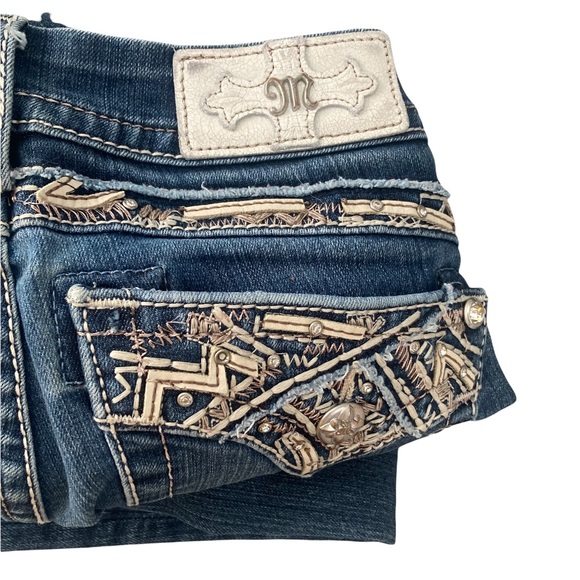 Miss Me Distressed Denim Bootcut Embellished Jeans - Picture 3 of 13